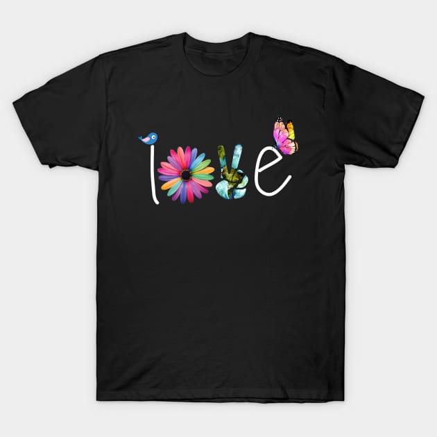 Love Hippie Flower T-Shirt by Raul Caldwell